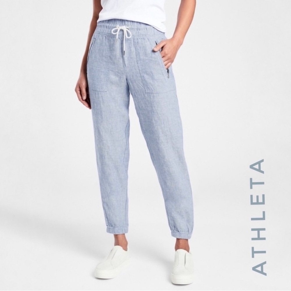 Athleta Cabo Linen Jogger Blue Size 6 New wit tags